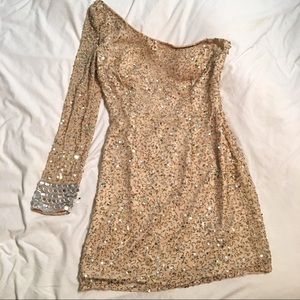 SHAIL K GOLD MINI DRESS HOMECOMING COCKTAIL SIZE 8